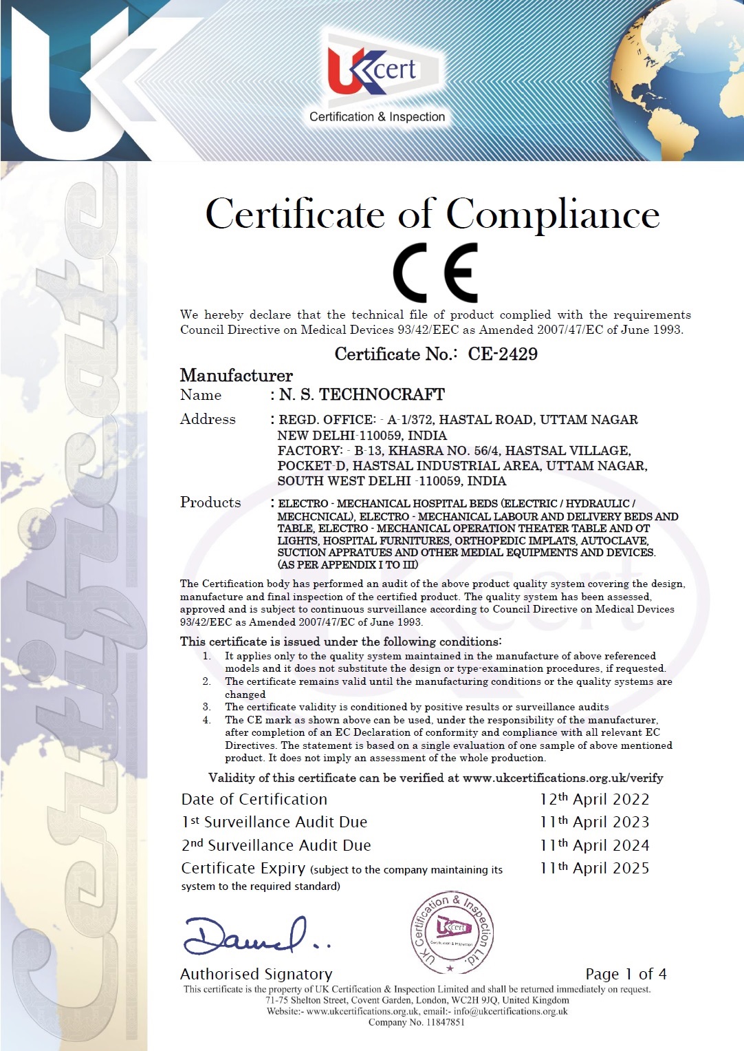 NST CE CERTIFICATE Page 1 of 4 2022-25